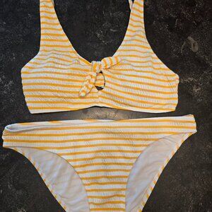 Cabana Del Sol Swimsuit Gold Stripe Bikini Size S - BEACH READY!